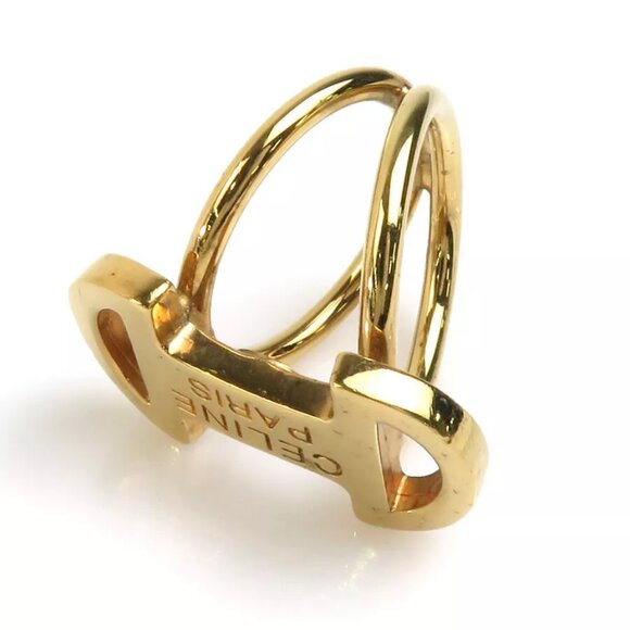 CELINE Scarf Ring Gold Metal - - Picture 4 of 10